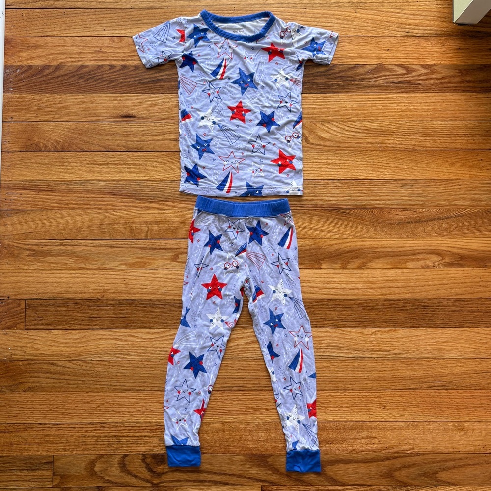 Little Sleepies Two Piece Pajama Set in Blue Stars and Stripes Size 2T